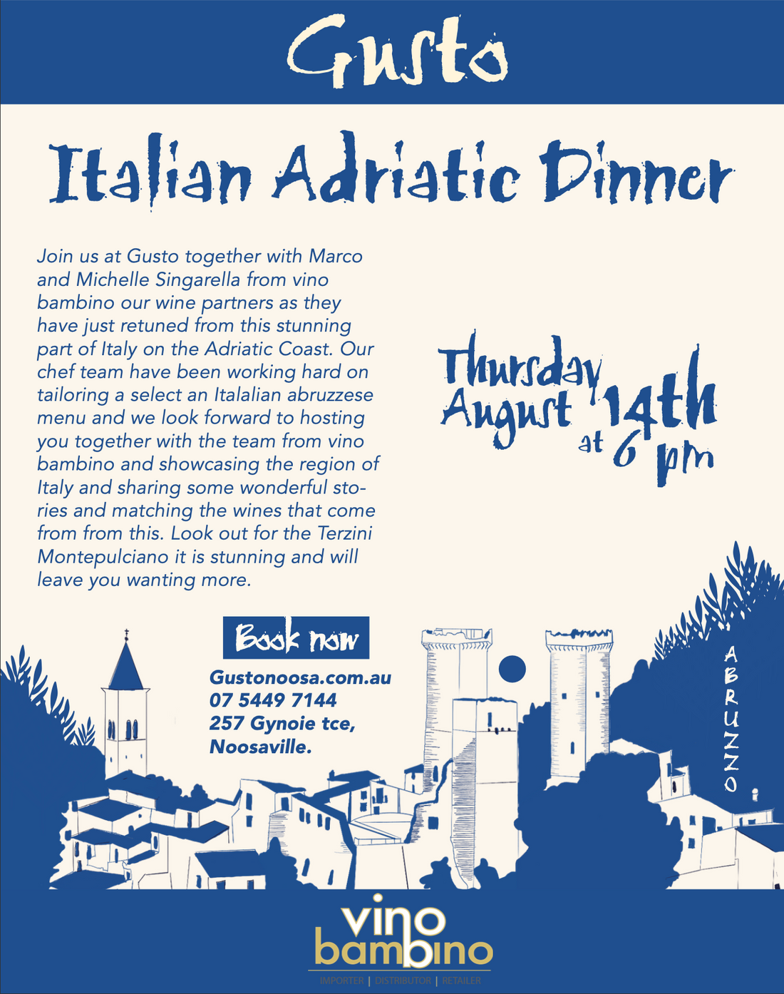 14th Aug-Italian Adriatic Dinner